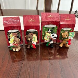 4 Hallmark Keepsake Ornaments - Child's 1st-4th Christmas Age Collection